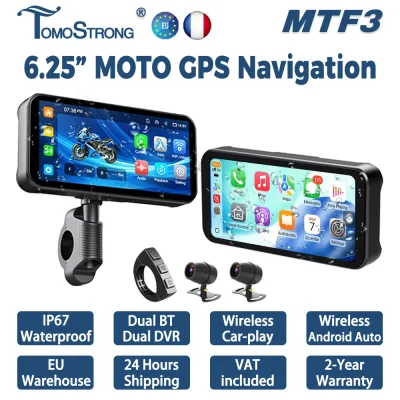 GPS moto étanche, écran de 16 cm, enregistreur