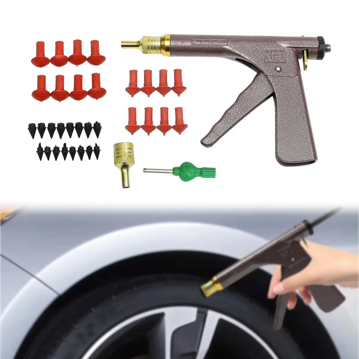 Kit pistolet de réparation de pneu tubeless en fer