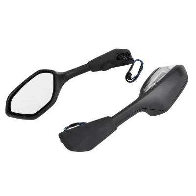 Rétroviseurs de moto noirs avec clignotants LED – image 2