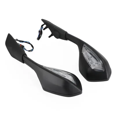 Rétroviseurs de moto noirs avec clignotants LED – image 3
