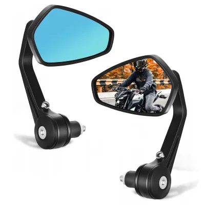 Rétroviseurs de moto pour guidon, verre bleu fumé