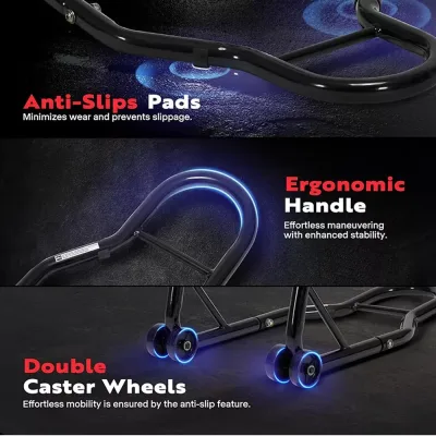 Support de roue arrière de moto en fer noir – image 3